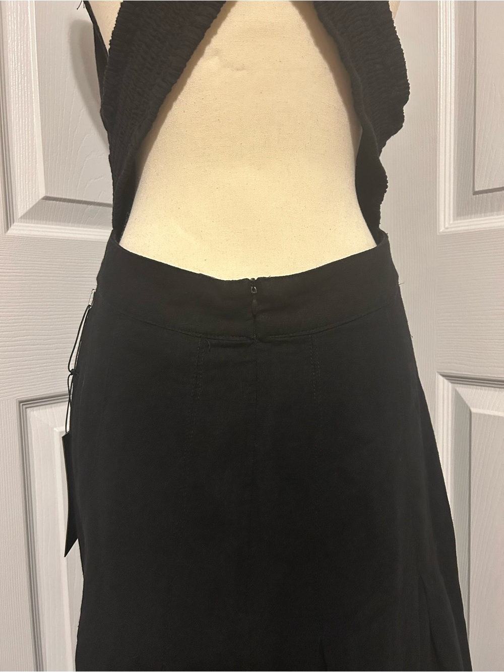 NWT Rachel Zoe Linen Blend Black Criss Cross Back Maxi Dress Sz 8 - Picture 8 of 12